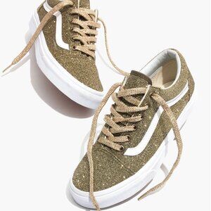 Sparkly  Gold glitter old skool vans